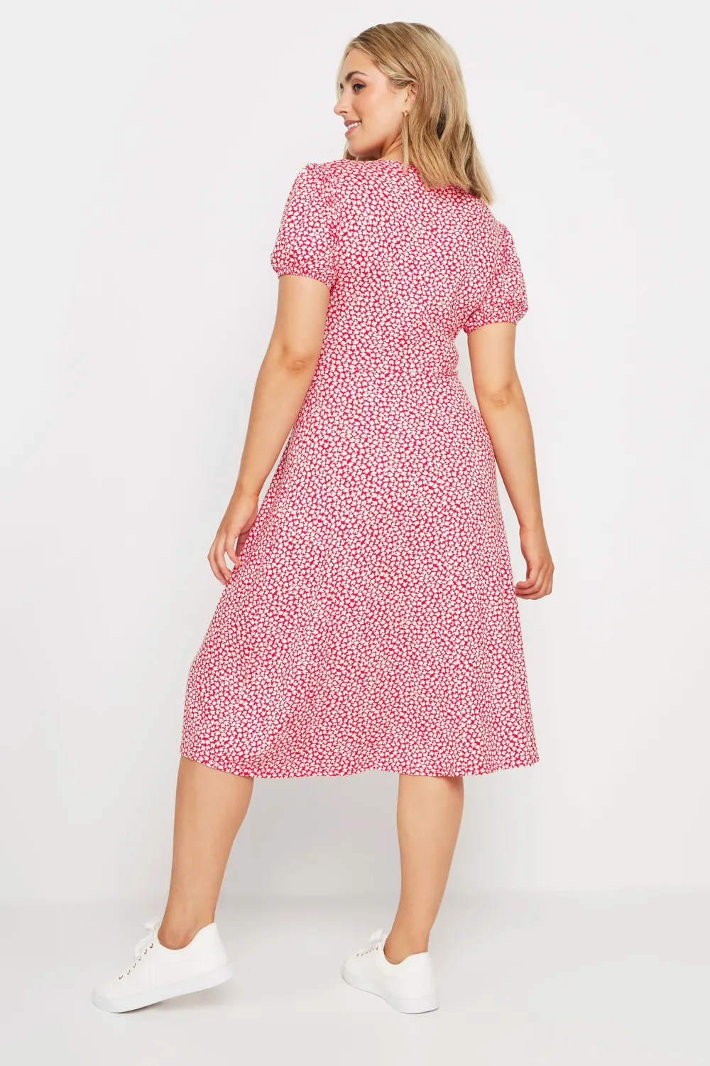 M&Co Red Ditsy Floral Wrap Dress