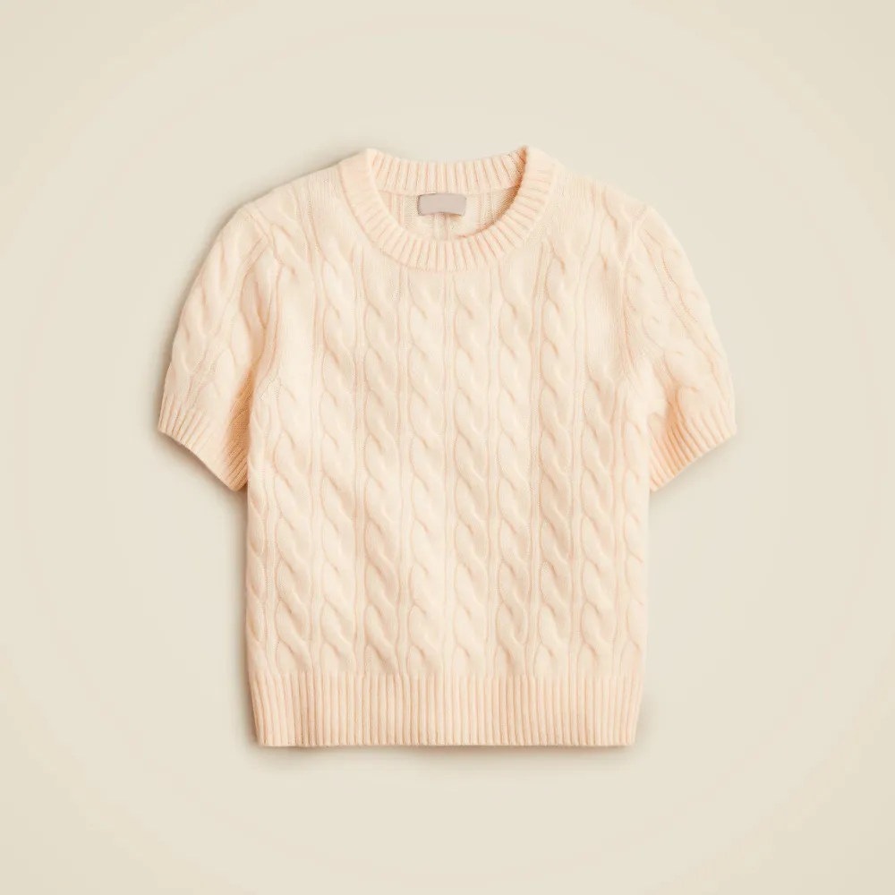 Cashmere cable-knit T-shirt