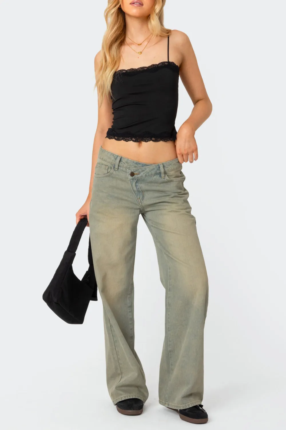 Red Lace Trim Tank Top