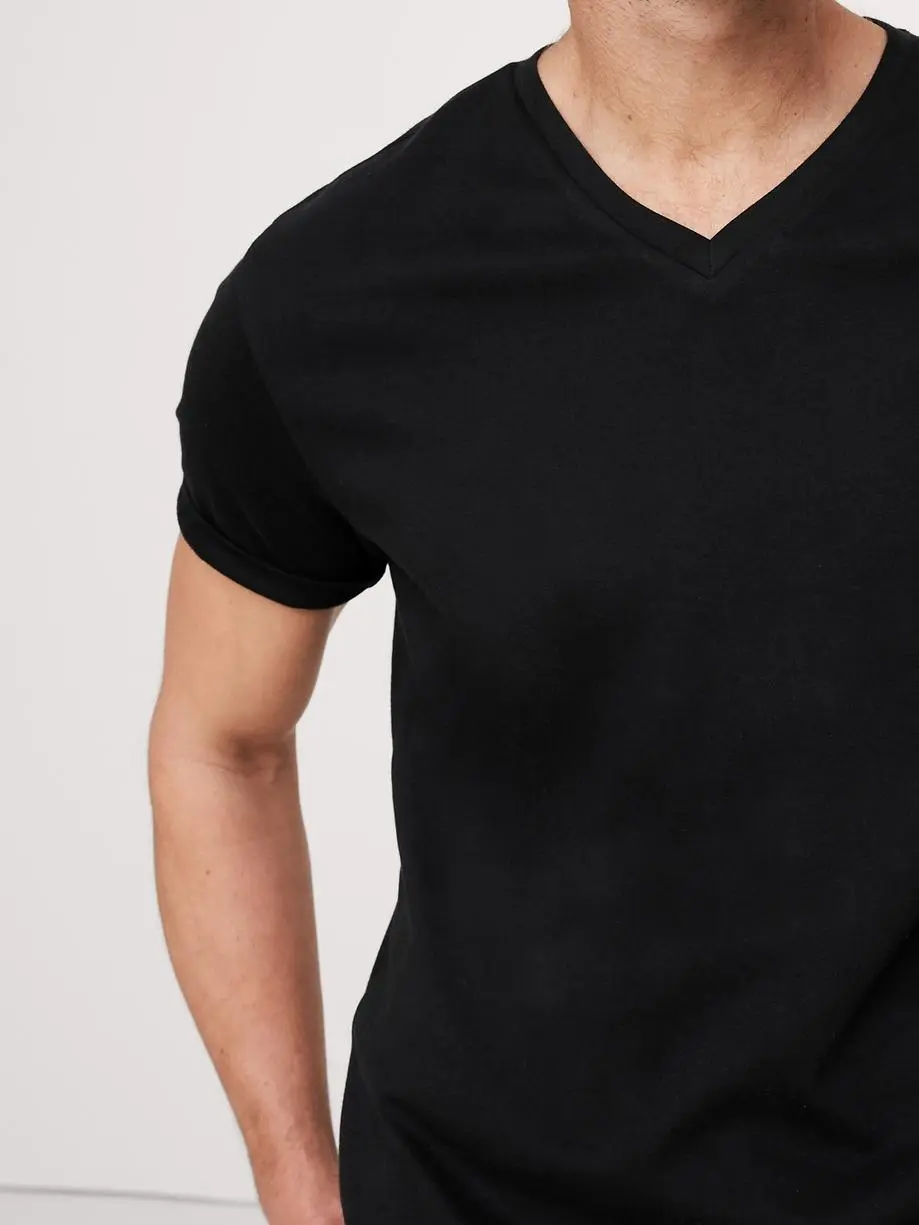 Men's Back Simple Cotton V-Neck T-Shirt