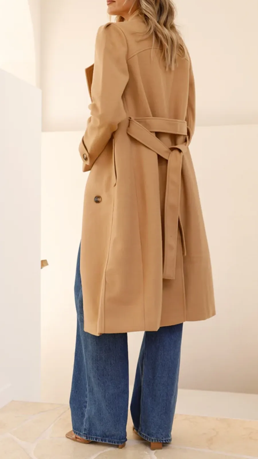 Elongated Button-Down Wool Jacket