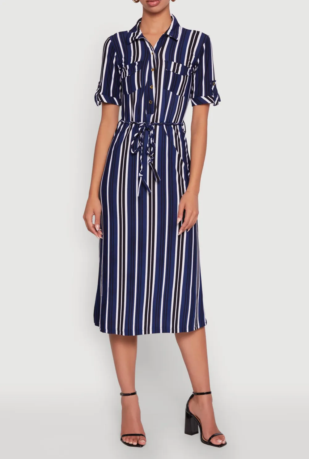 Striped Lace Up Dress