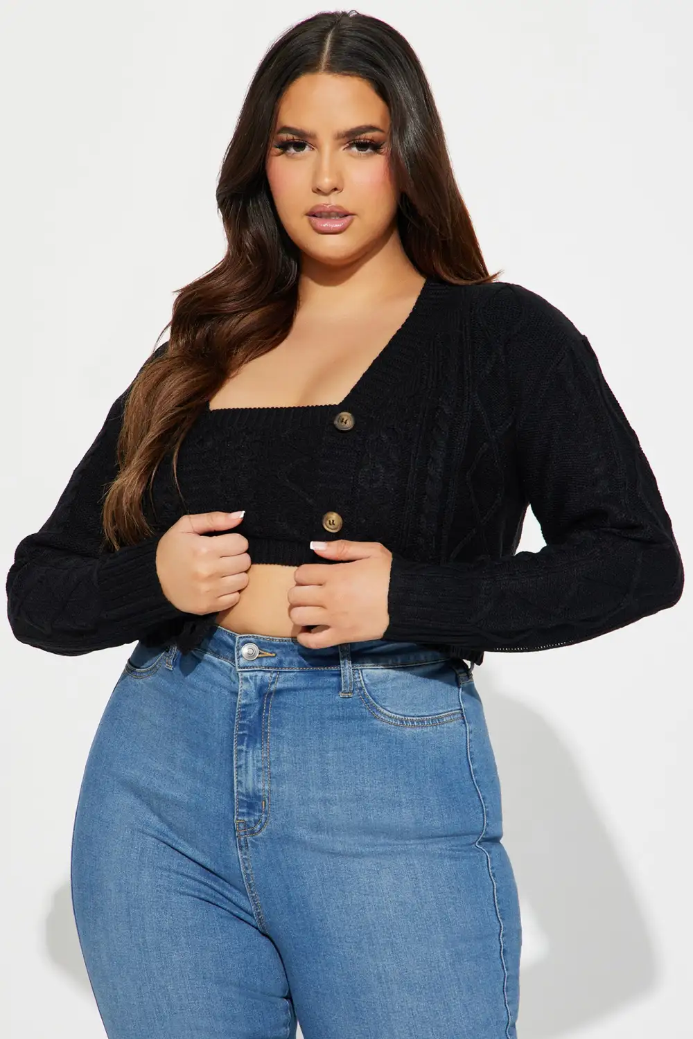 Missed You Cable Knit Sweater Set - Black