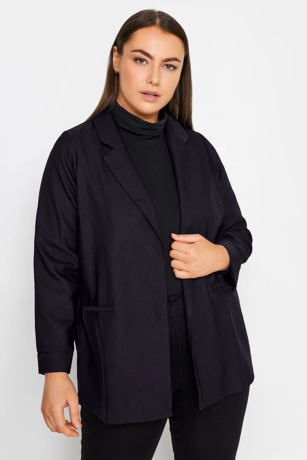 Evans  Black Satin Back Blazer