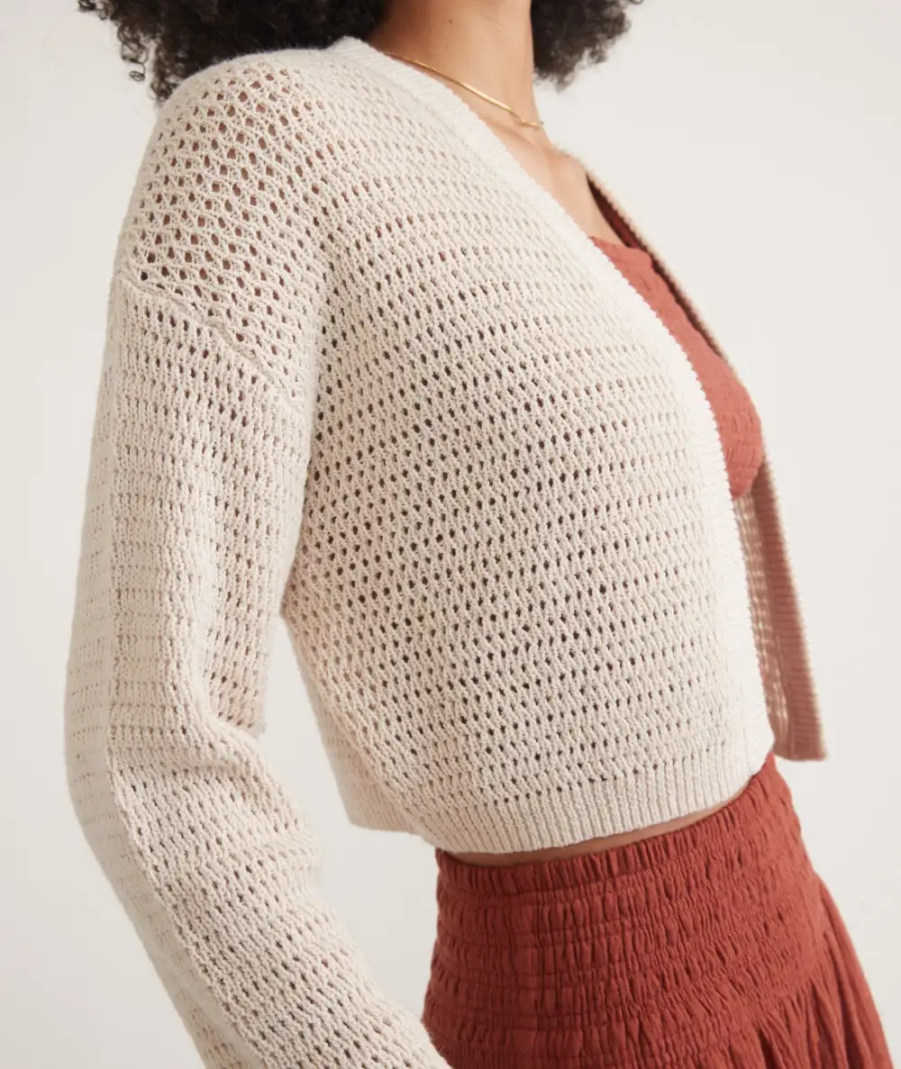 Longline Openwork Knit Cardigan