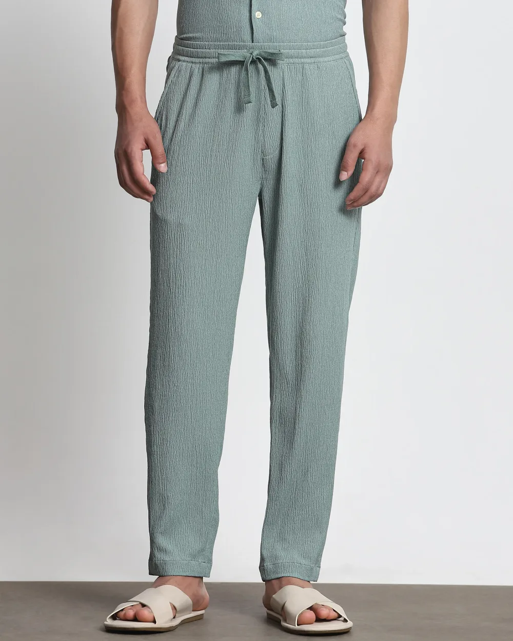 Classic Versatile Comfortable Slim-Fit Straight-Leg Green Trousers