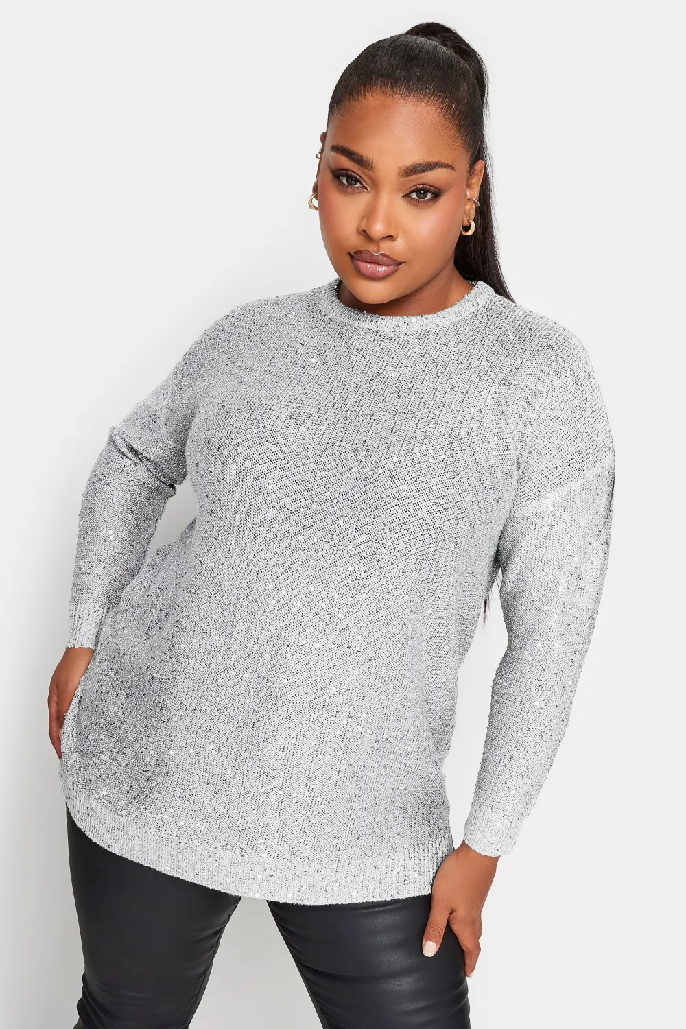 YOURS Curve Black Sequin Embellished Jumper