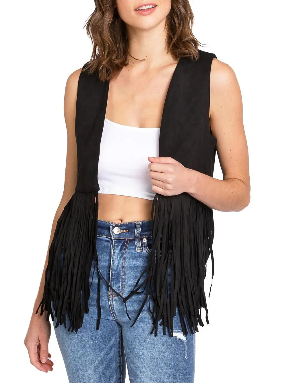 Black Bohemian Fringe Vest