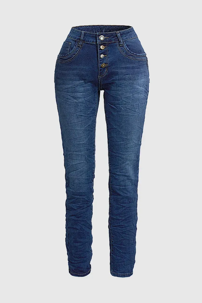 Button Up High Rise Skinny Jeans