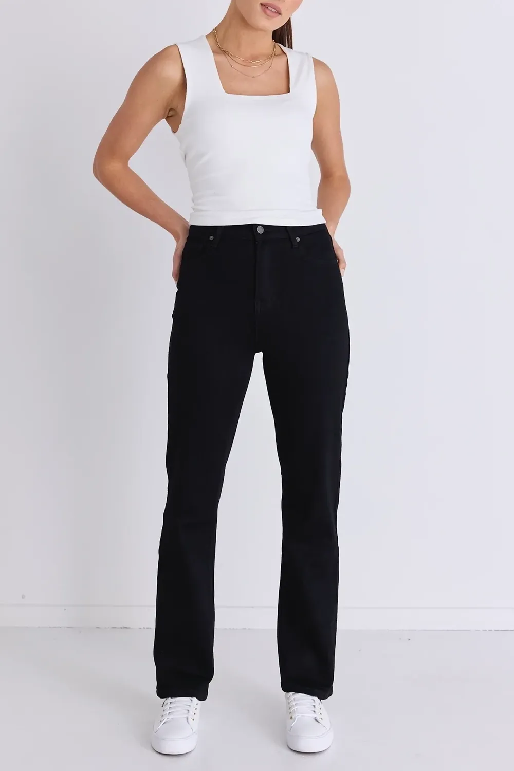Black High Rise Straight Super Stretch Jean
