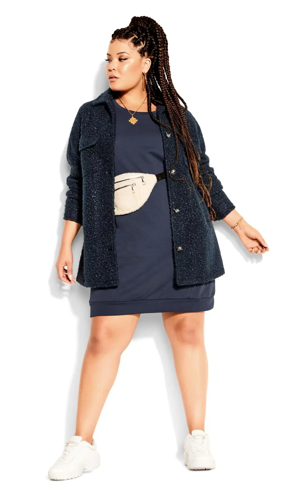 Evans Grey Rippled Shoulder Dress