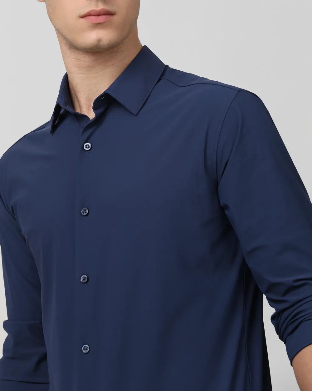 Leisure Soft And Comfortable Slim-Fit Dark Navy Shirt