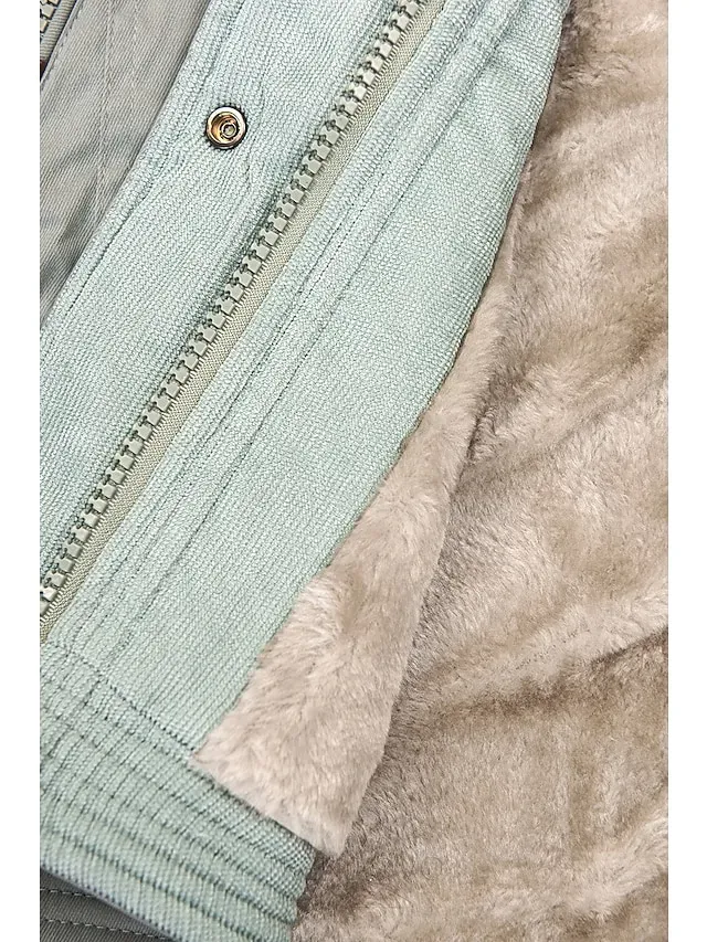 Women's Winter Coat Winter Jacket Parka Windproof Warm Street Casual Daily Casual Daily Zipper Button Zipper Hoodie Casual Street Style Plain Regular Fit Outerwear Long Sleeve Fall Winter Black Green