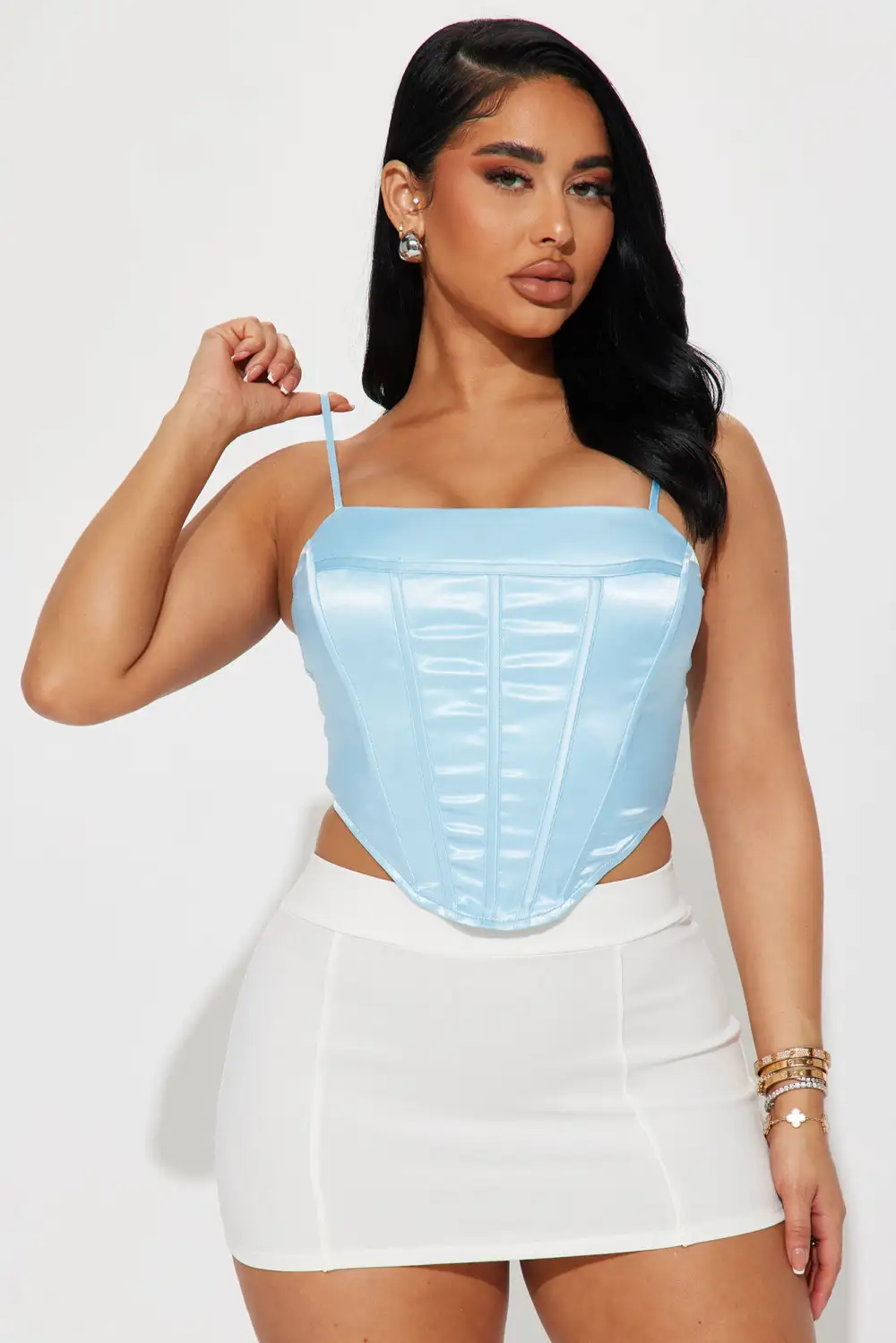 Zaidie Satin Corset Top - Blue