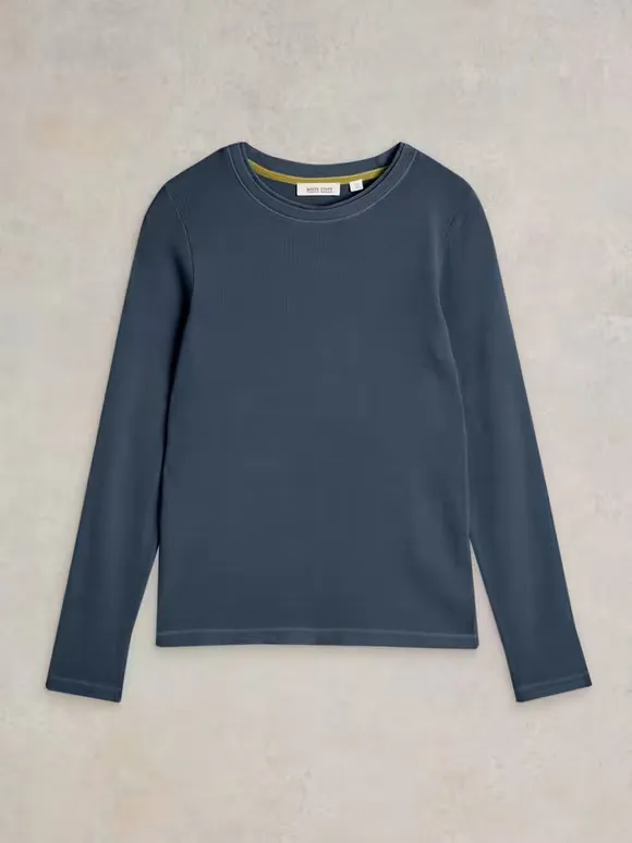 Casual Style Long Sleeve Ribbed Tee