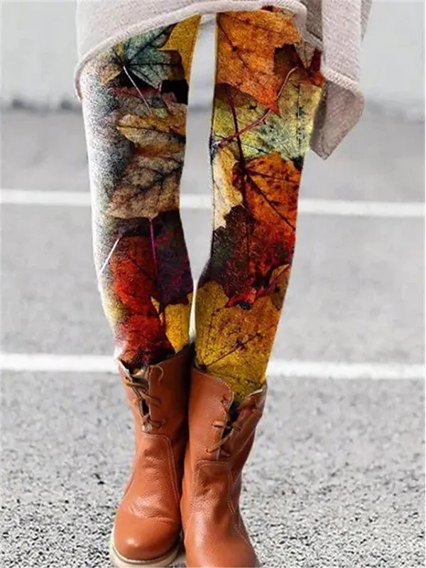 Women's Fleece Lined Leggings Warm Full Length Winter Leggings Print High Elasticity Mid Waist Fashion Designer Daily Black Green Black-White S M Winter