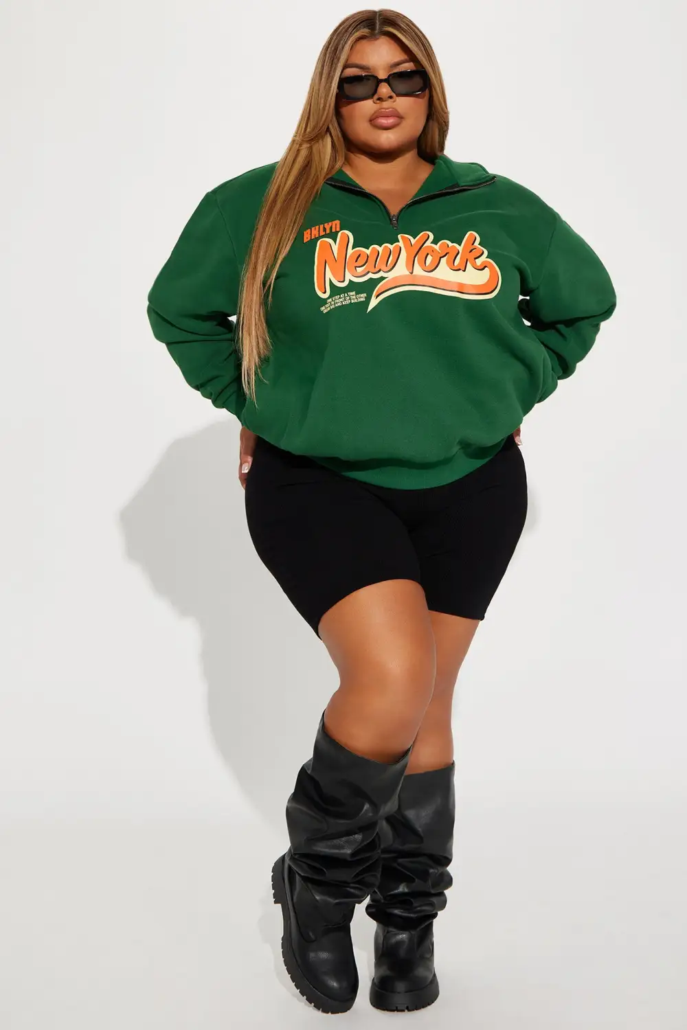 Vintage NY Half Zip Sweatshirt - Green