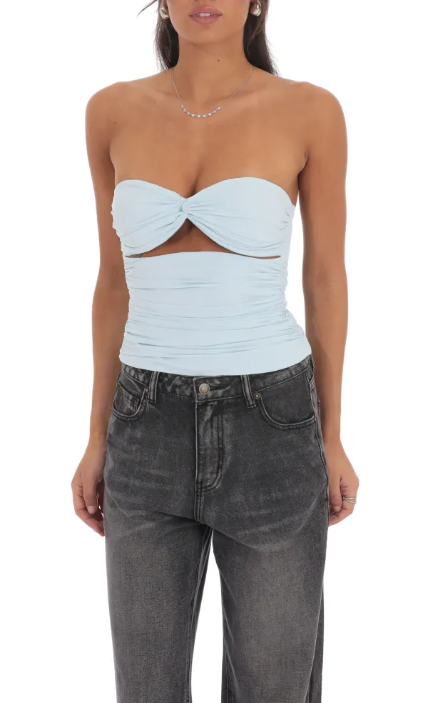 Two Piece Cutout Top in Light Blue