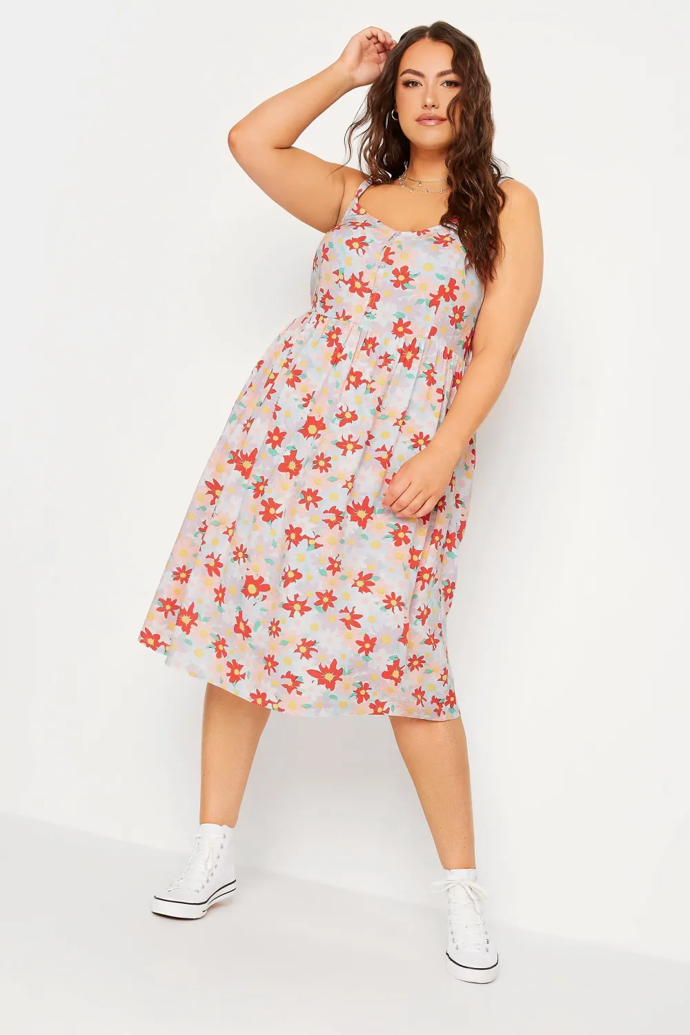 YOURS Curve White Floral Print Sundress
