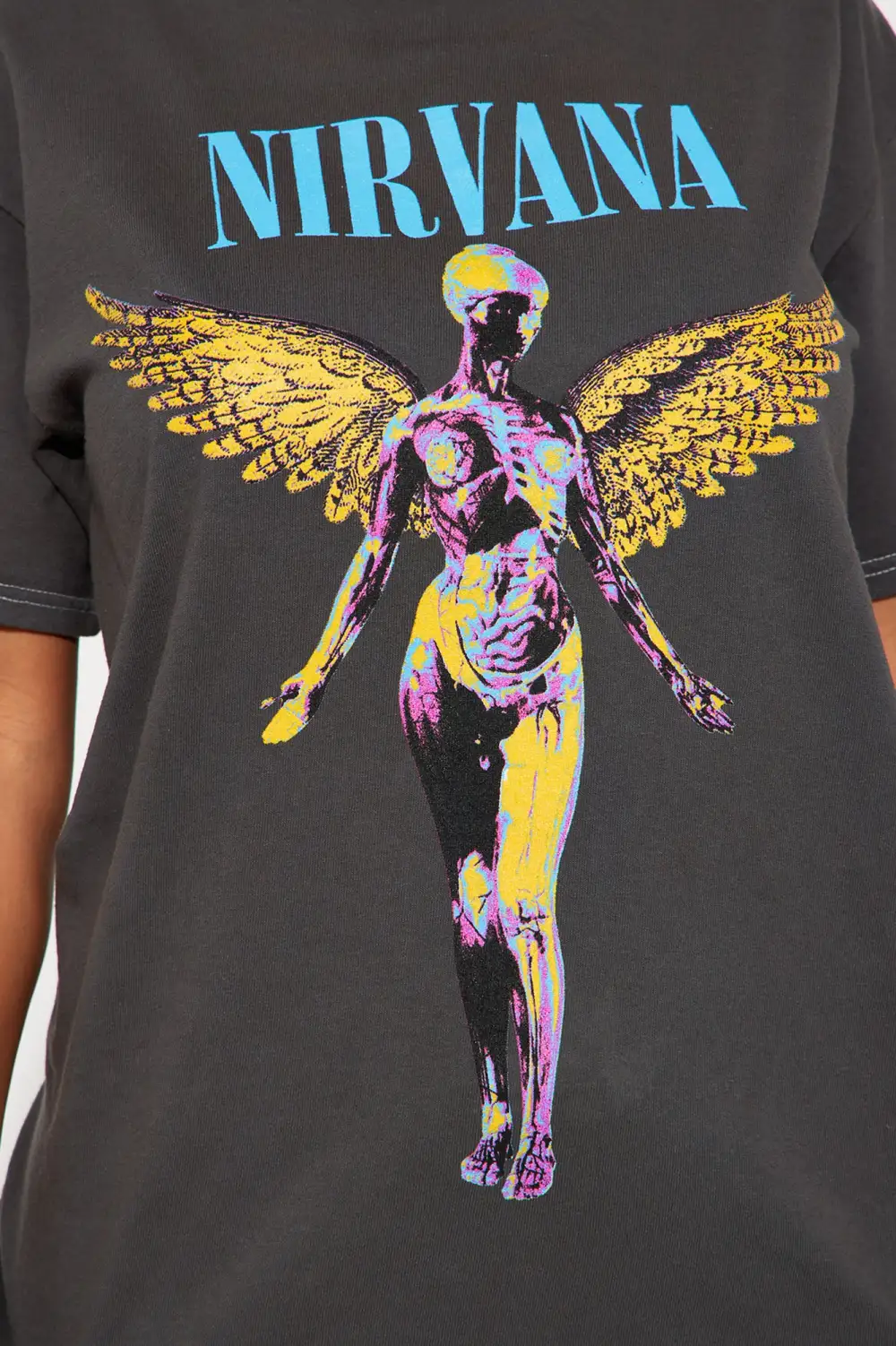 Nirvana in Utero Washed Graphic Tee - Charcoal