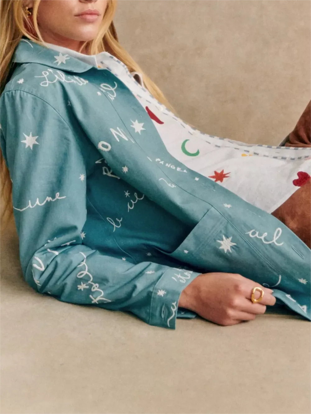 Light Blue Embroidered Denim Jacket