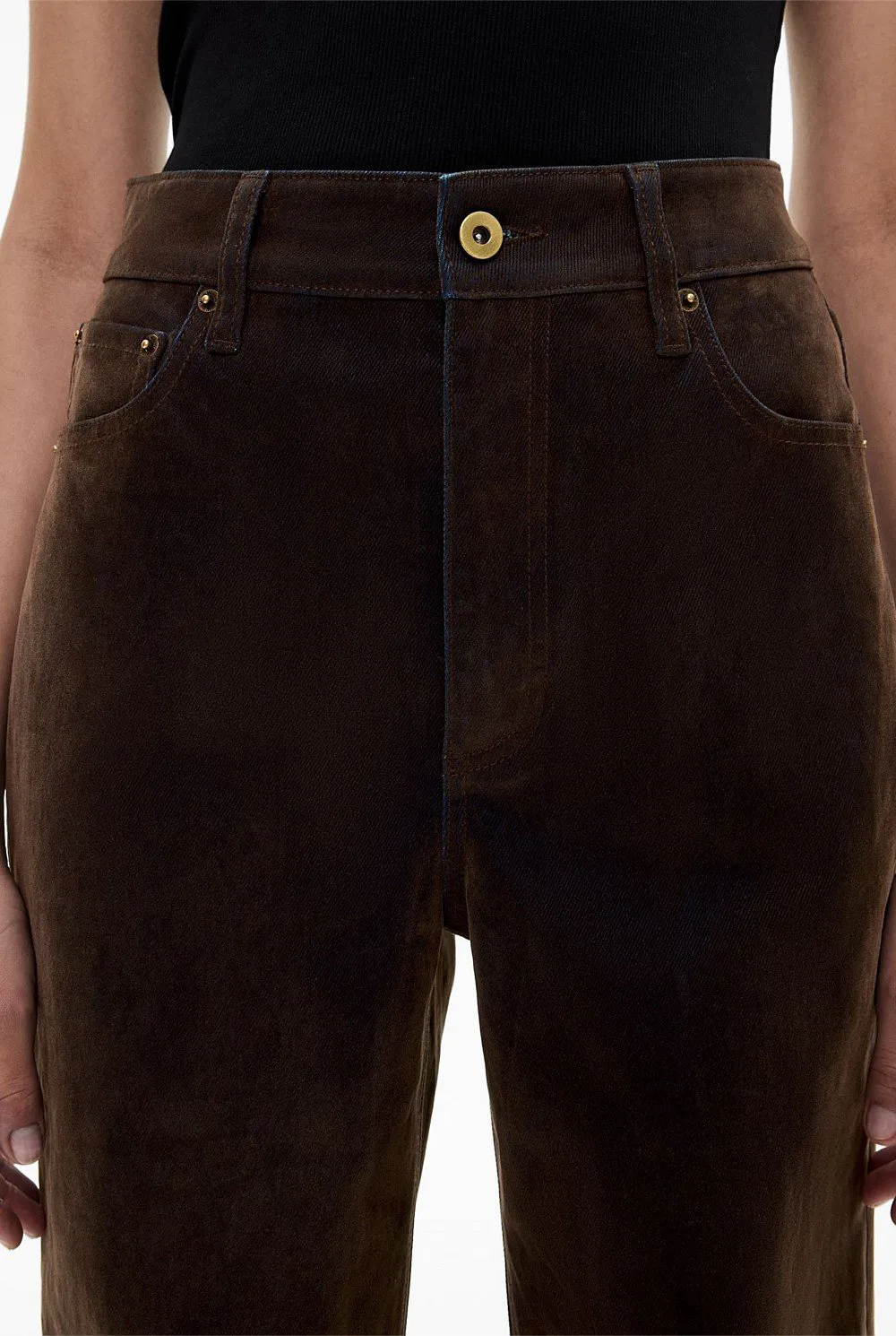 Fleece-Knit Denim Long Pants