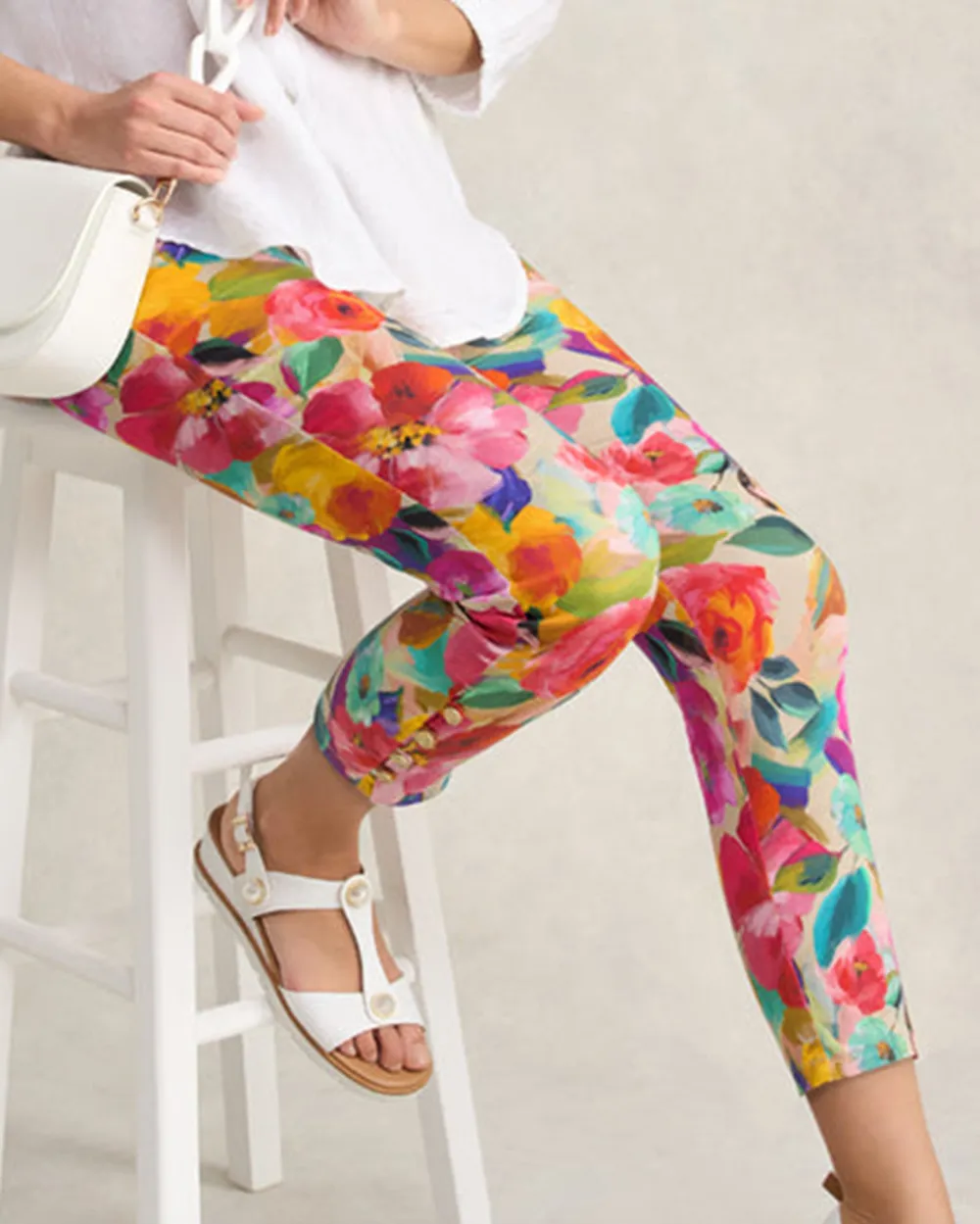 Floral Print Ankle Length Pants