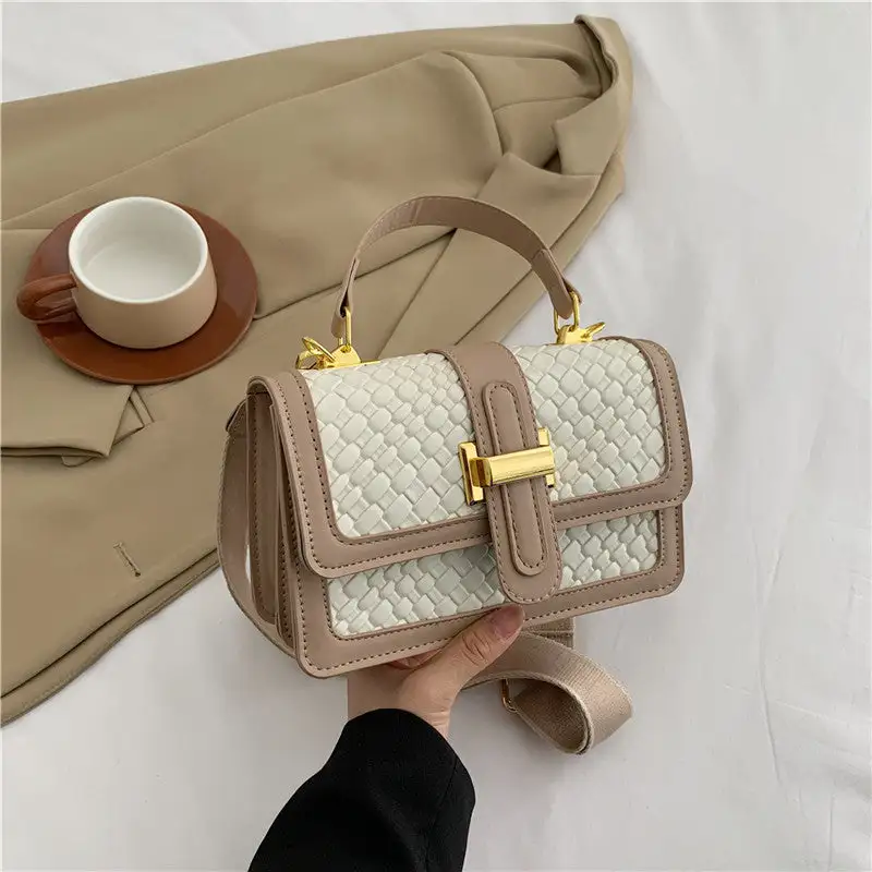 Compact Faux Leather Square Satchel Bag