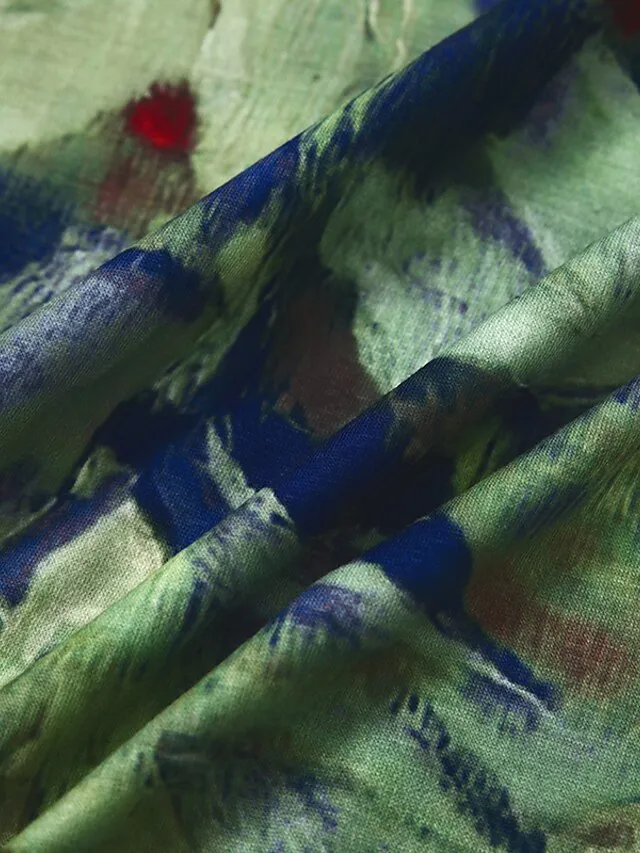 Women‘s Shift Dress Maxi long Dress Green Blue Gray Dark Blue Short Sleeve Floral Pocket Print Spring Summer Crew Neck Casual 2023 S M L XL XXL XXXL