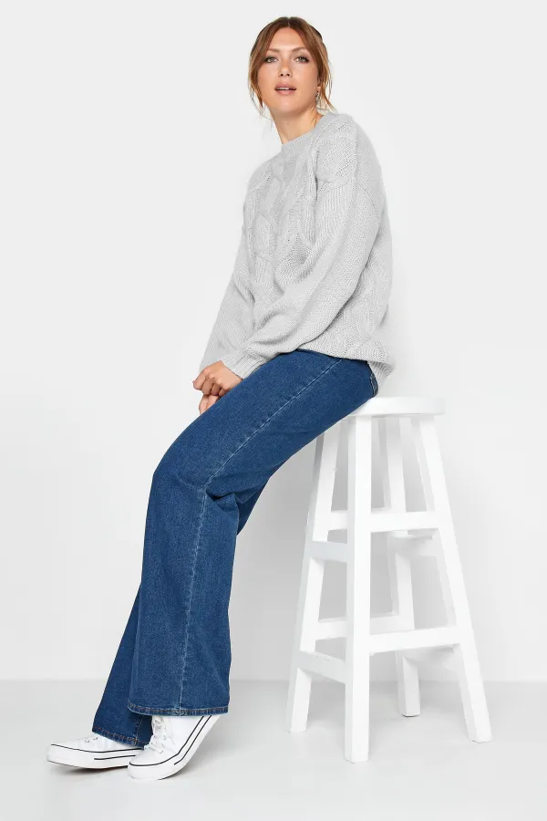 LTS Tall Grey Chunky Cable Knit Jumper