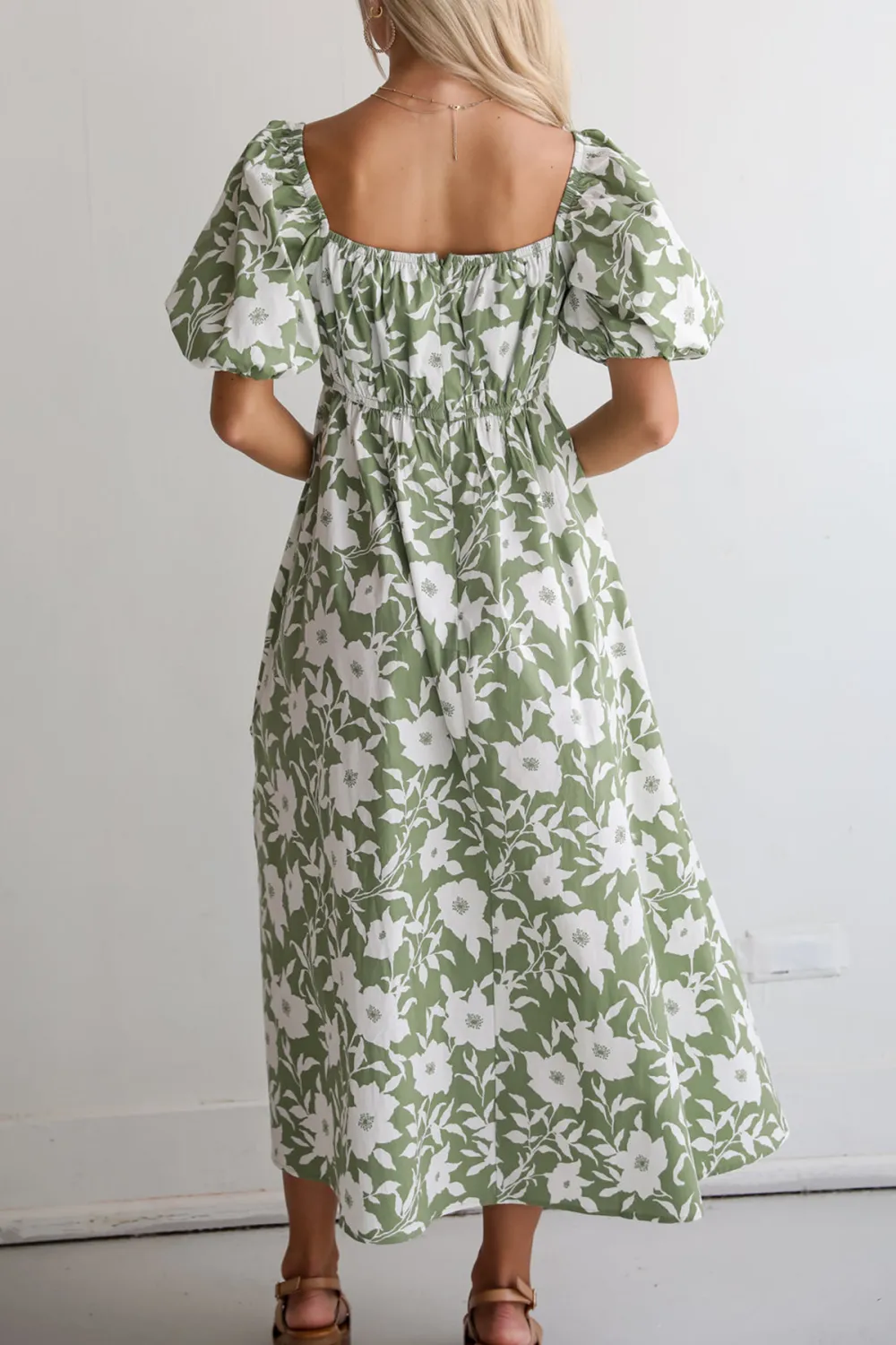 Modern Sweetheart Sage Floral Maxi Dress