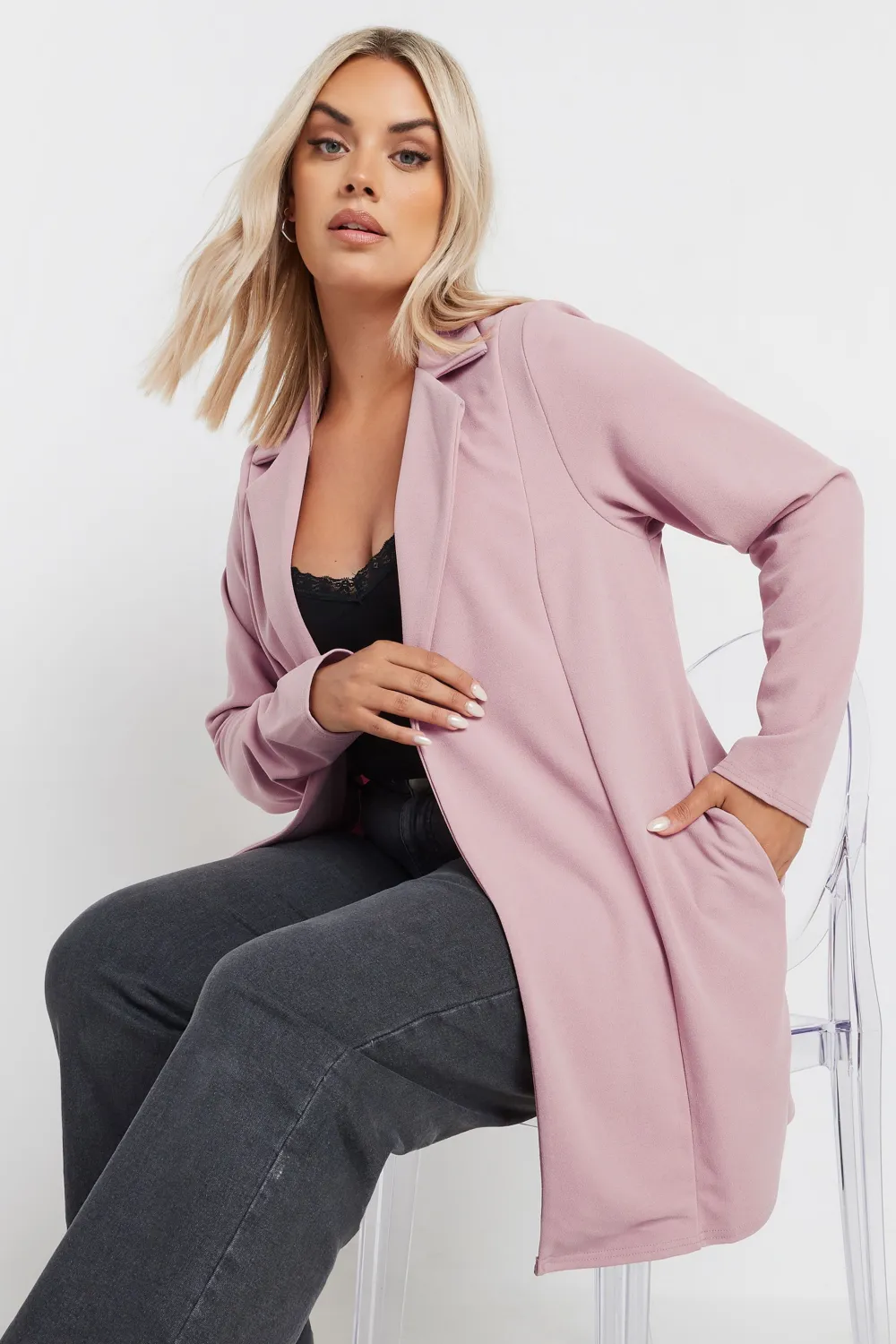 YOURS Curve Hot Pink Longline Blazer