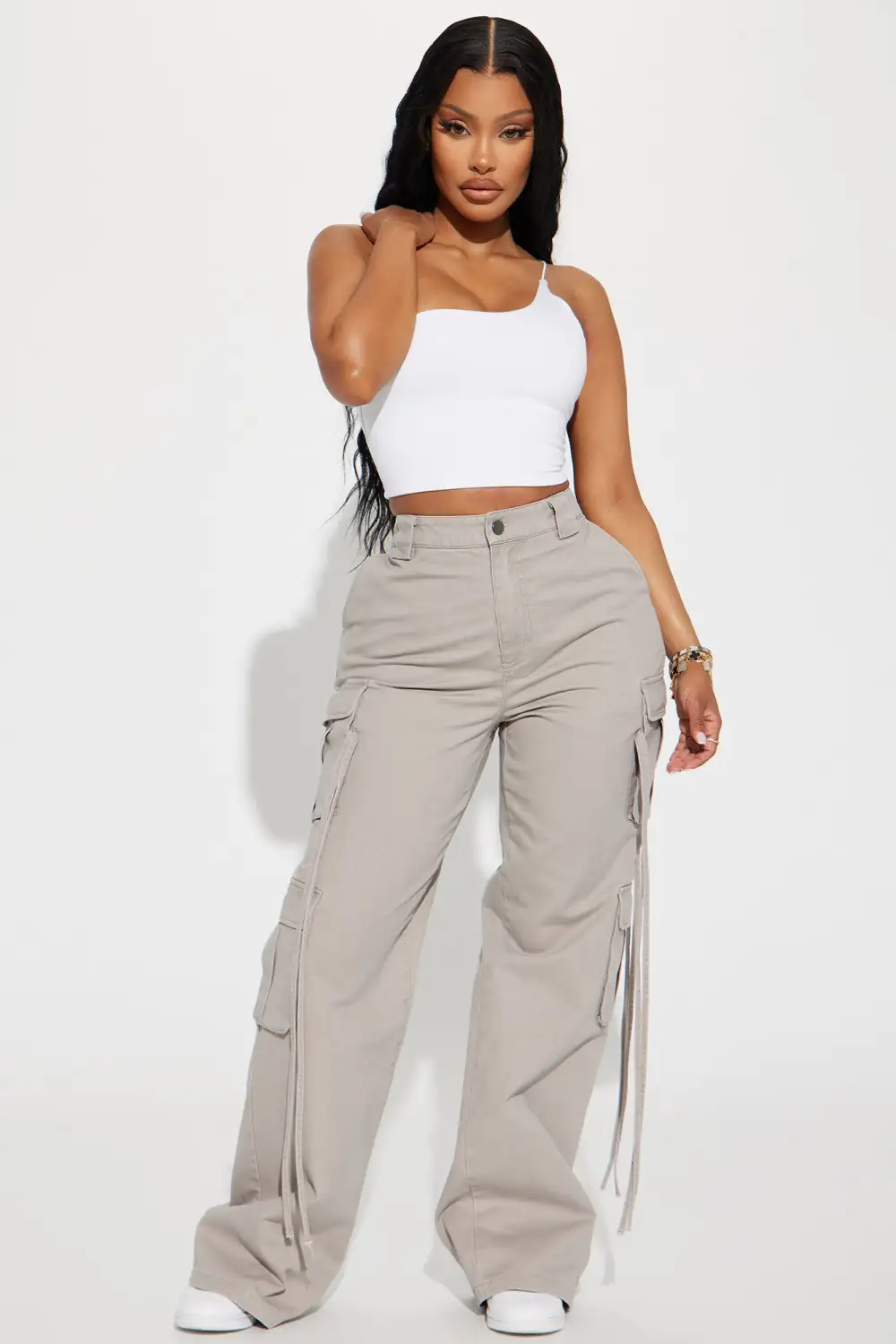 Selena One Shoulder Crop Top - White