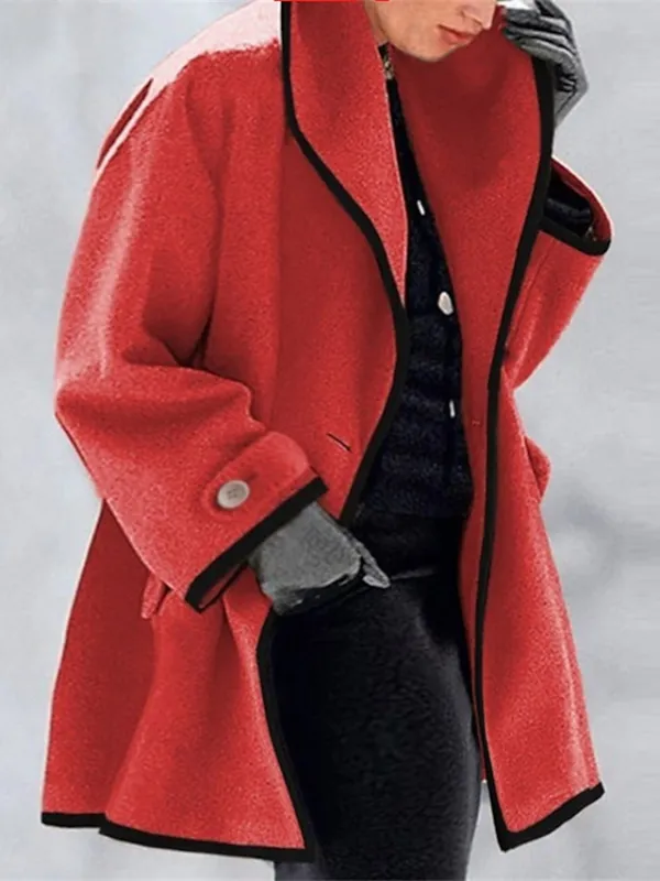 Women's Overcoat Winter Coat Long Pea Coat Ice Cream Lapel Trench Coat Fall Oversized Causal Outerwear Long Sleeve Rolled Collar Blue Purple Khaki L XL XXL 3XL 4XL