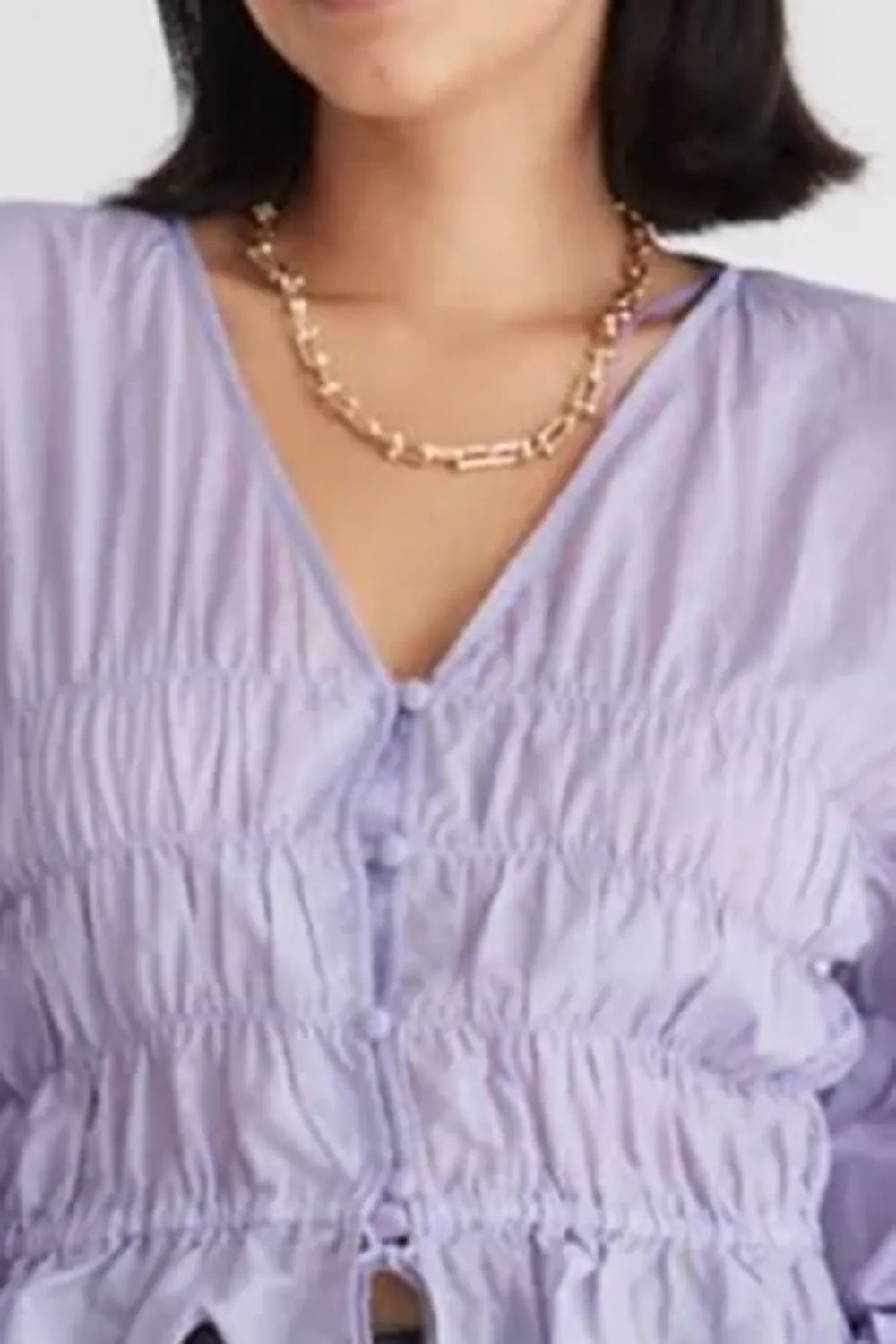 Purple Cropped Tie - Front Blouse