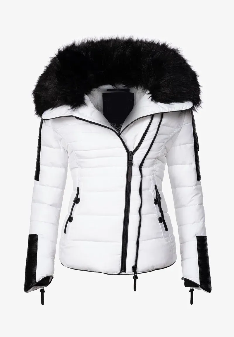 Women's short parka coat white