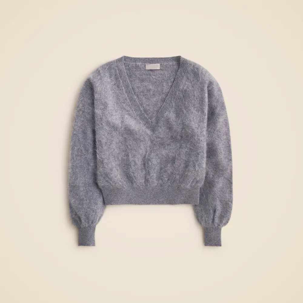 Brushed Cashmere Cropped V-Neck Sweaters