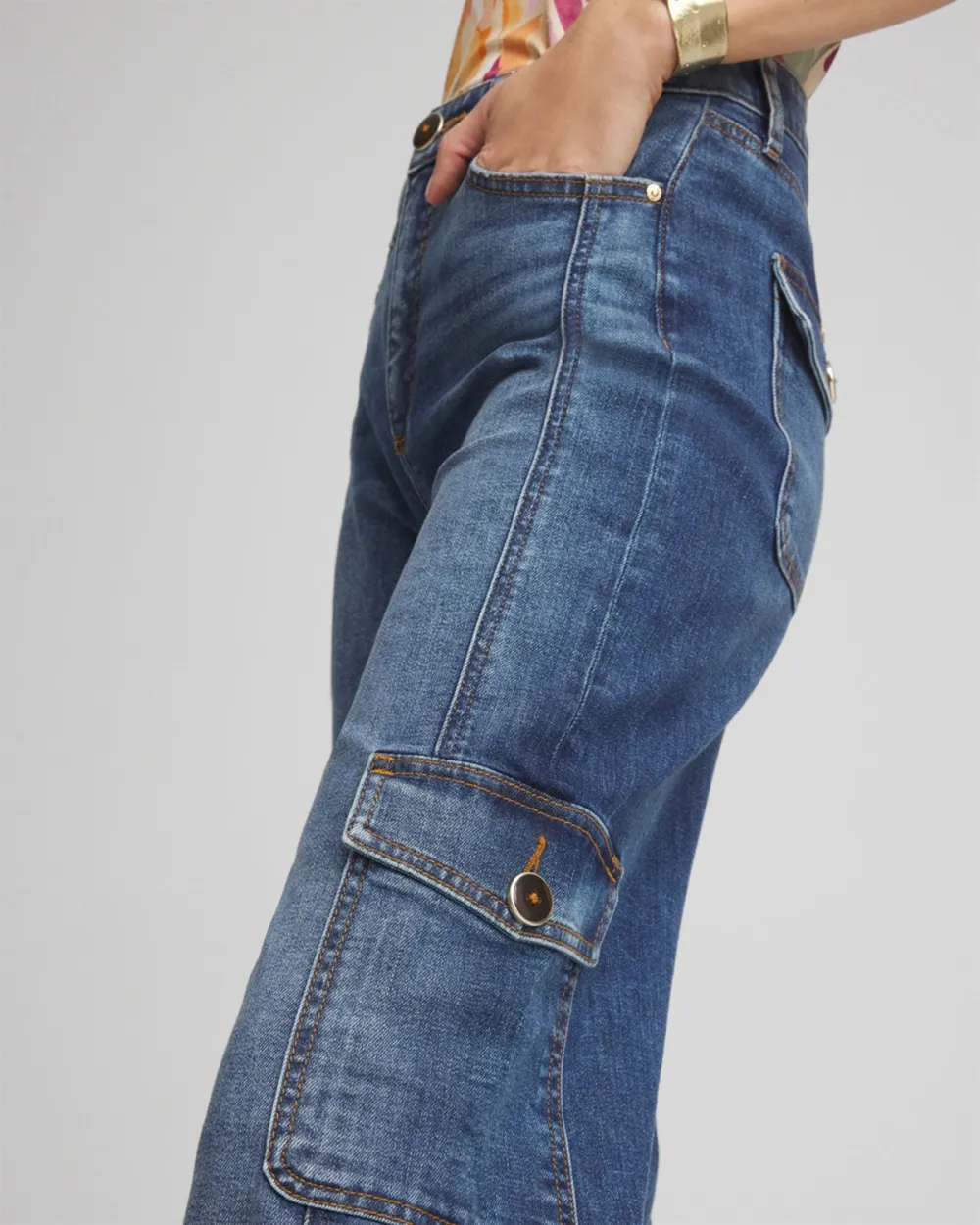 Dark Blue Cargo Denim Jeans