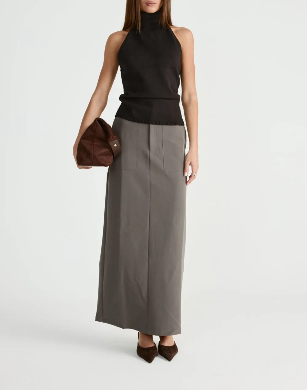 Minimalist Three Dimensional Cut Slit Skirt