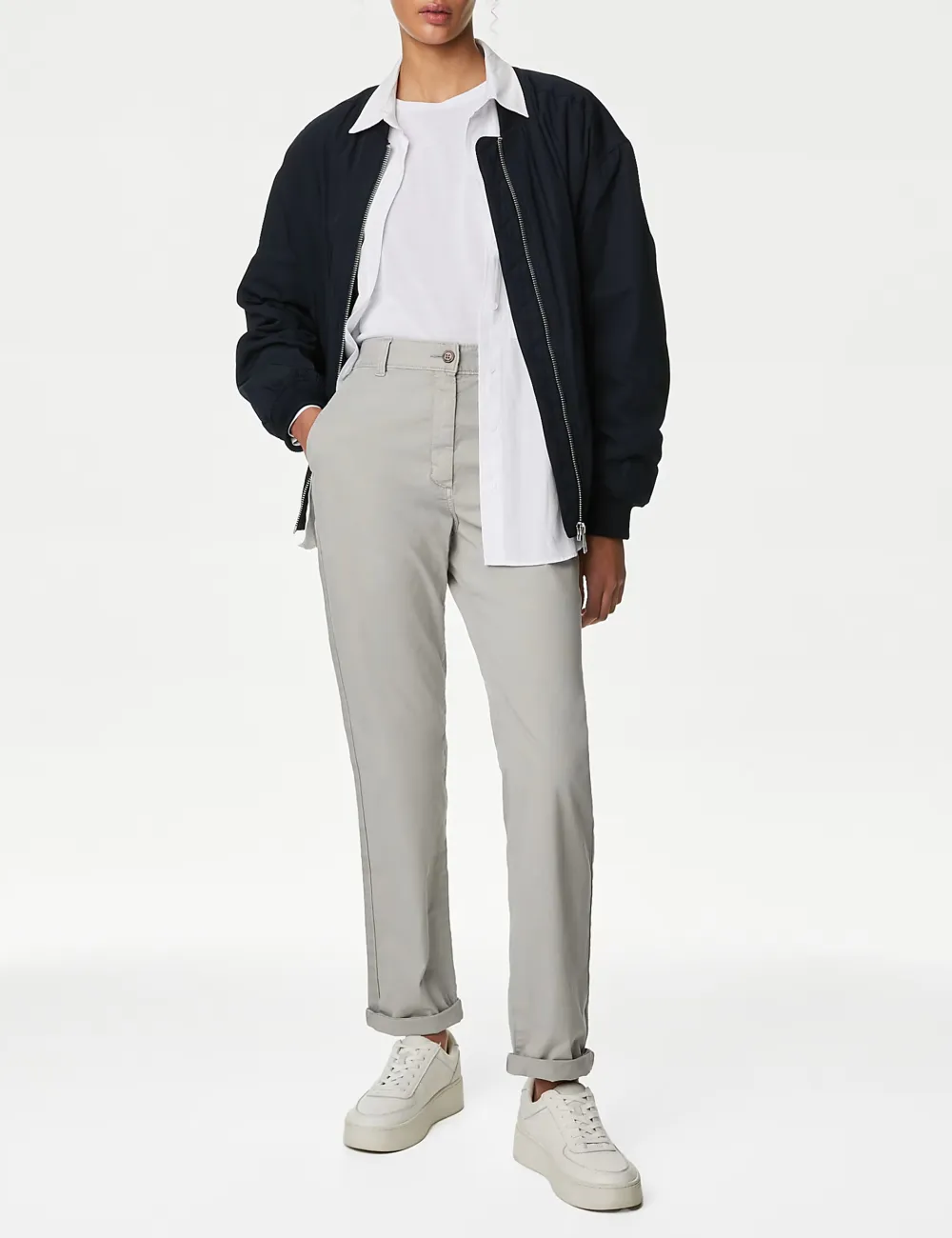 Cotton Rich Tea Dyed Slim Fit Chinos Grey