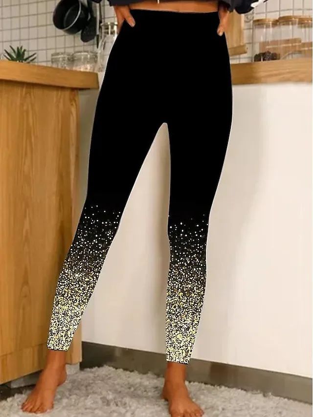 Women's Tights Leggings High Waist Designer Sparkle Sparkle & Shine Weekend Yoga Print High Elasticity Ankle-Length Tummy Control Graphic Prints S M L XL XXL