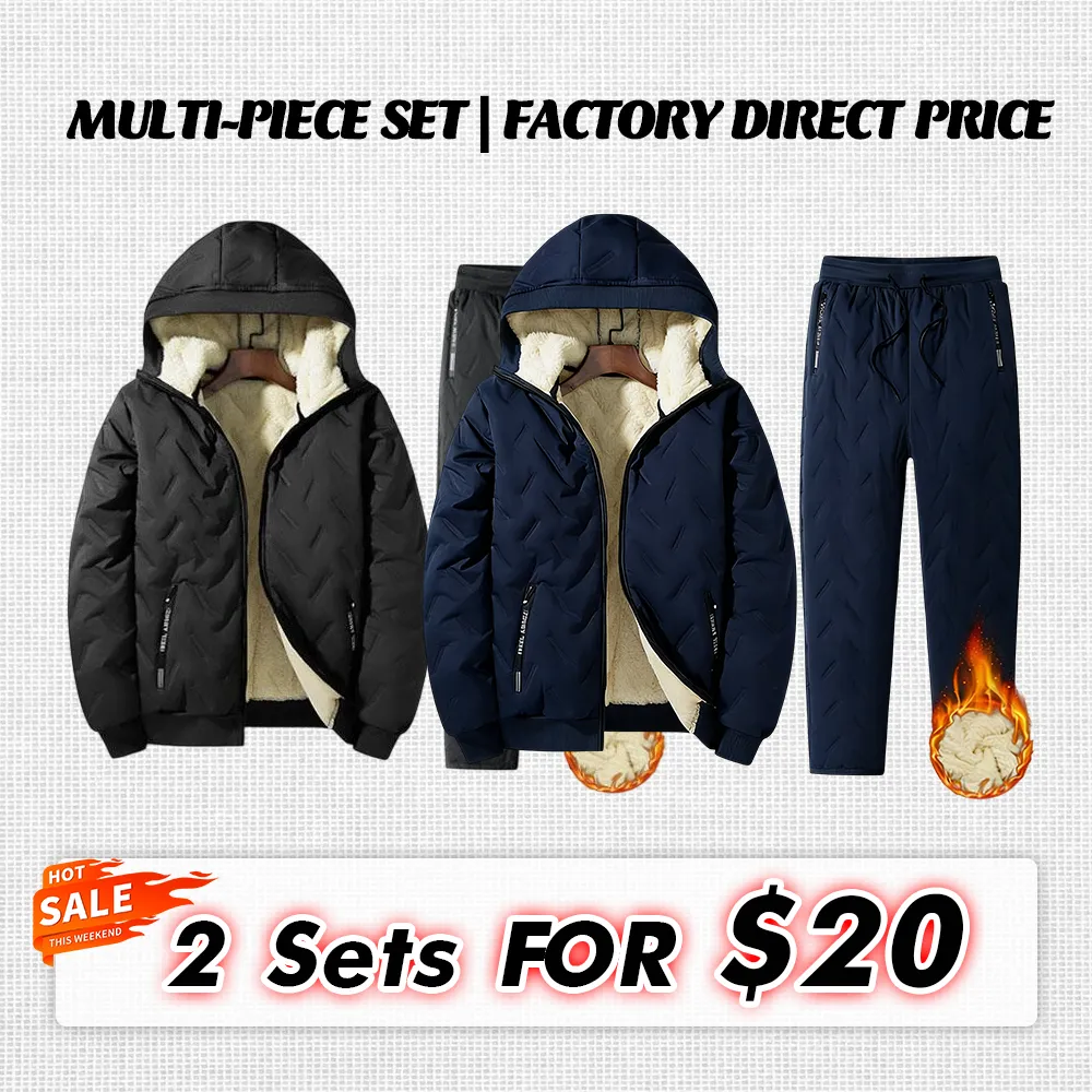 【Clearance Sale】Men’S Autumn Winter Fleece Thickened Set - Multi-Pocket Design, Perfect For Daily Work Commute, Outdoor Leisure & Skiing Clothes Menswear Men'S 2 Piece Set Formal Beige Men'S Sweatsuit Set Men Sweatsuit Set Men 2 Piece Sets Men'S 2 Piece S
