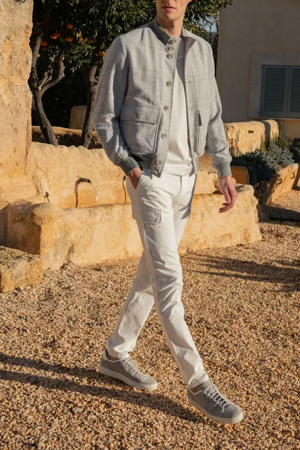 Light Grey Prince Of Wales Bomber Jacket