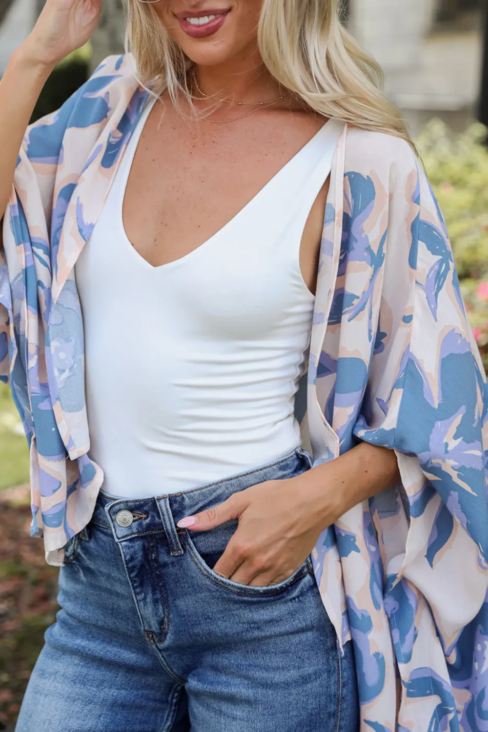 Season Of Blooms Blush Floral Kimono