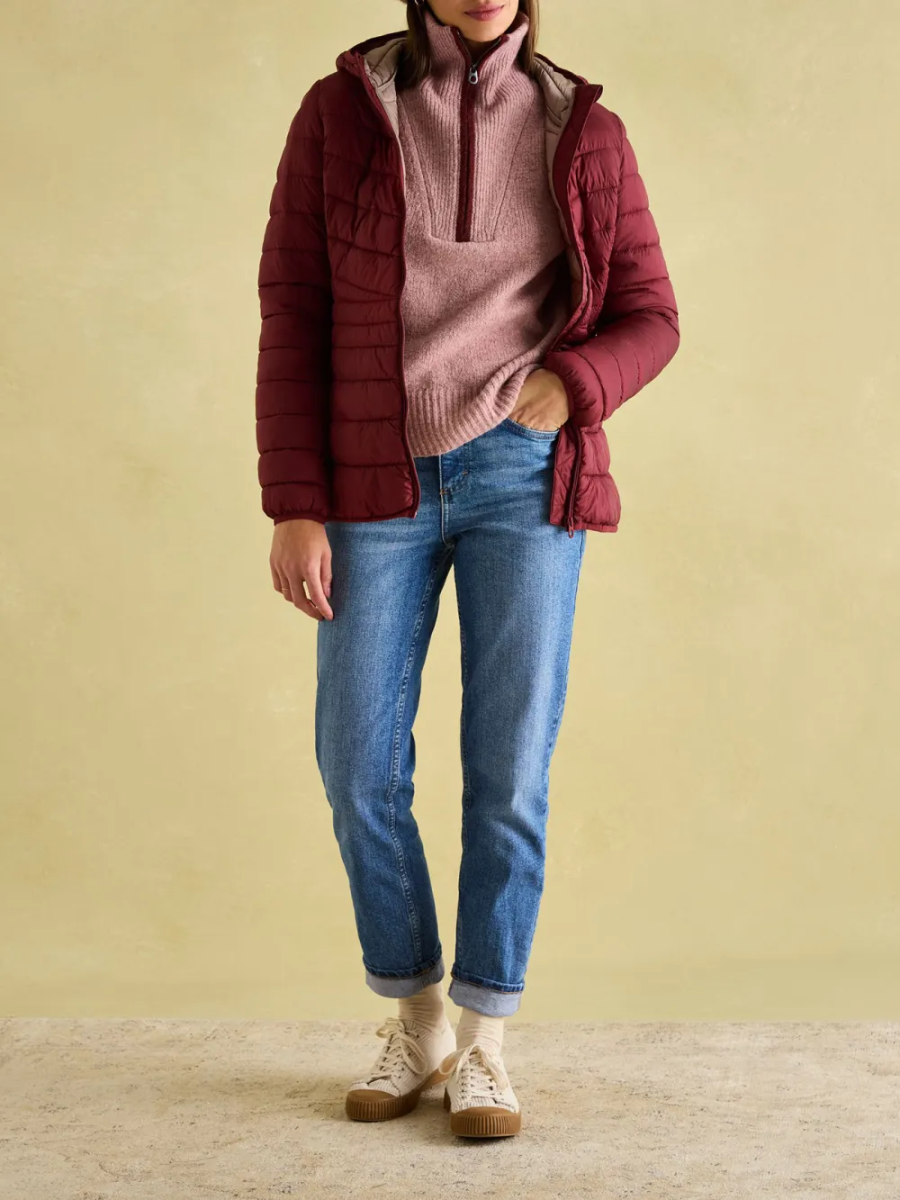 Dark Red Showerproof Padded Coat