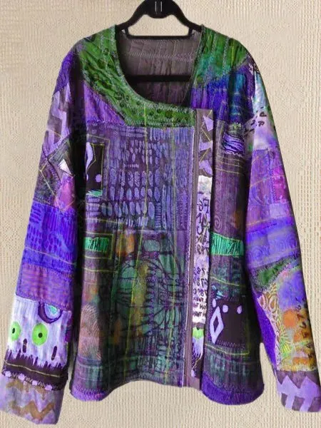 zolucky Casual Plus Size U Neck Abstract Casual Tops