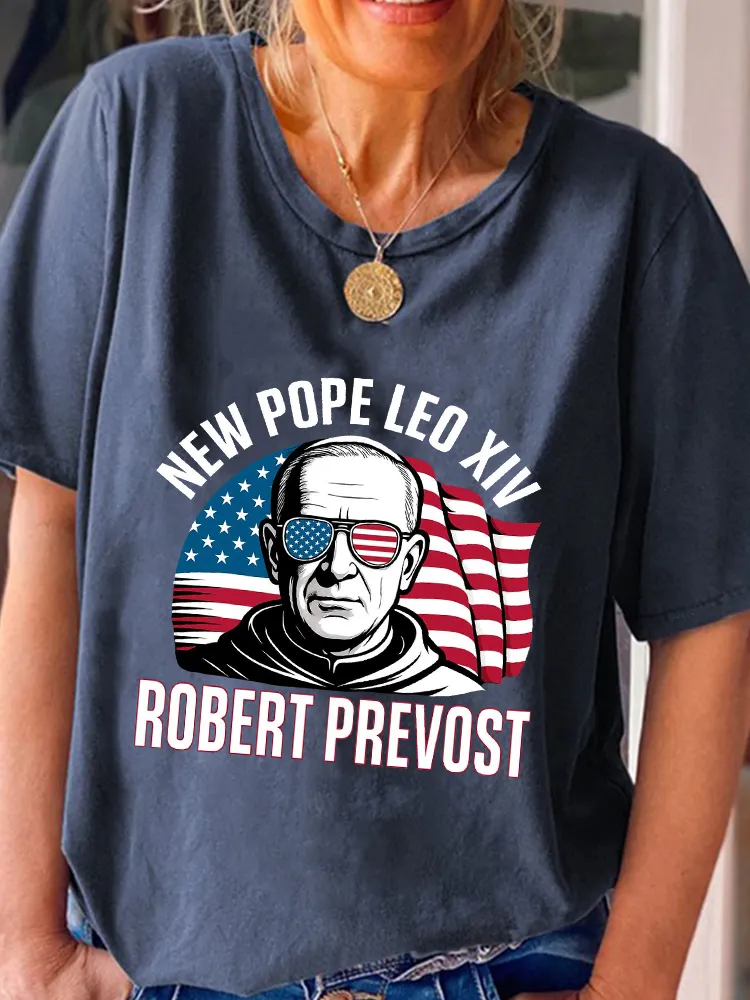 Women'S Honoring The New Pope Leo Xiv Round-Neck Short-Sleeved T-Shirt
