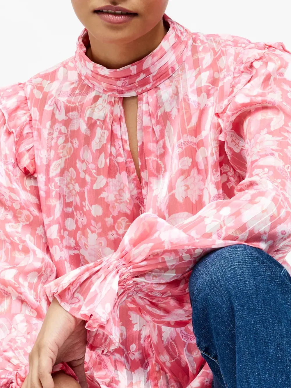 High Neck Creative Breathable Floral Print Turtleneck Top