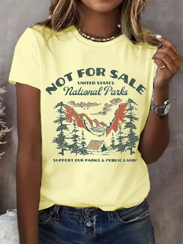 Women'S Support National Parks Print Round Neck T-Shirt