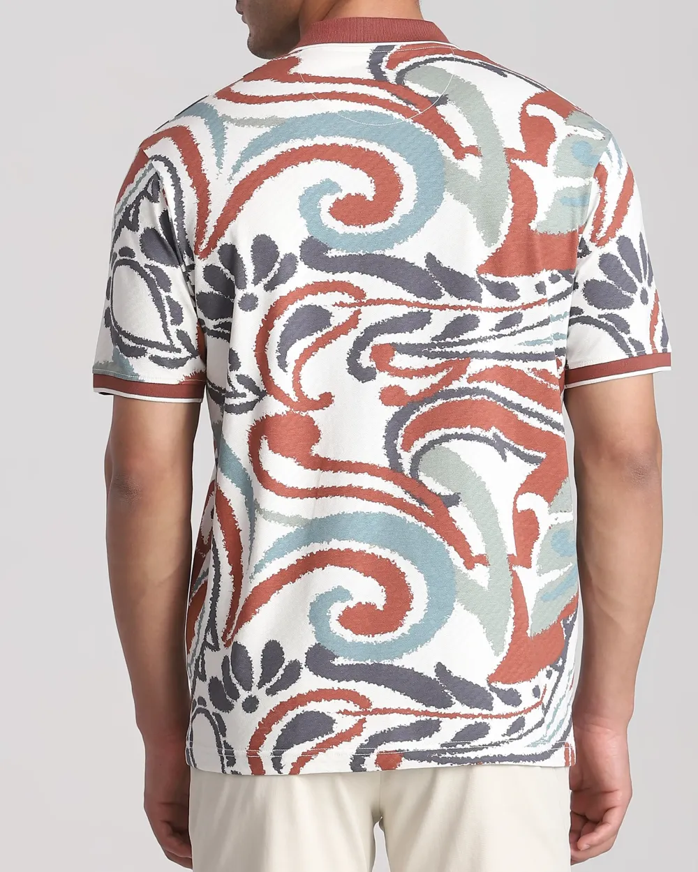 Casual Minimalist Personality Brown Printing Polo Shirt